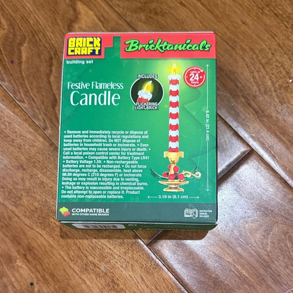 NWT Bricktanicals Festive Flameless Candle Building Set - 49 pieces